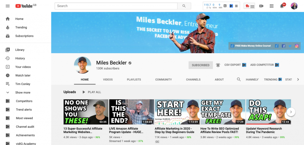 Miles Beckler YouTube